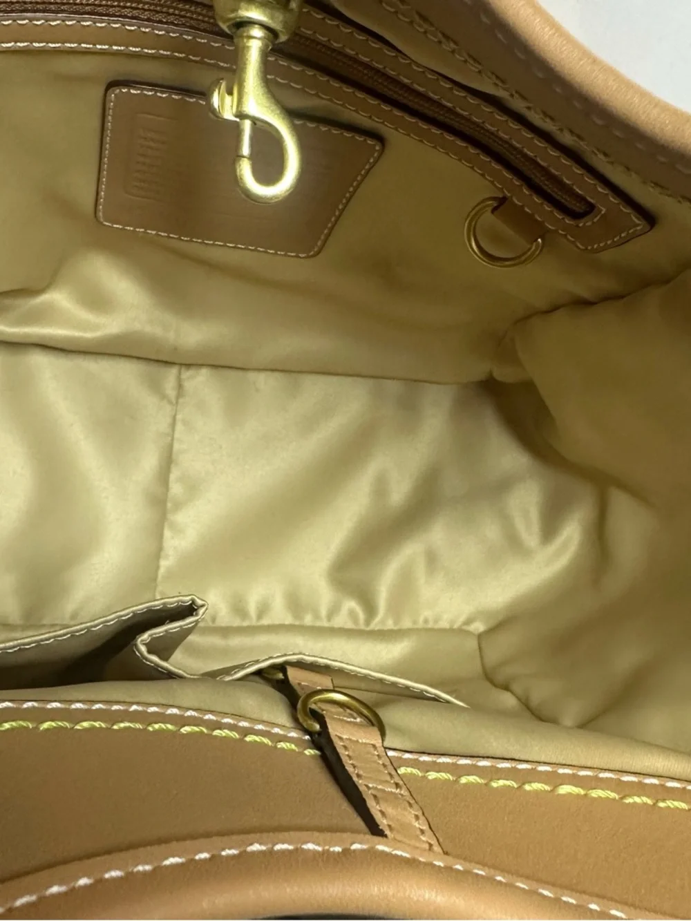 Rare Coach Ergo Khaki Signature mini C’s Canvas Hobo Tote with Caramel Leather - Picture 11 of 13